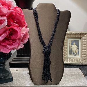 Elegant Vintage Estate Black Beaded Necklace!